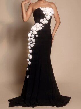 NWT Portia and Scarlett PS26305E 3D Prom Accent Dress Black Size 8